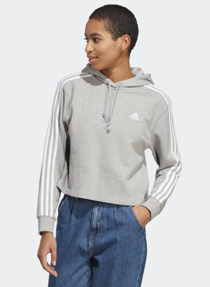 3 Stripe Essential French Terry Cropped Hoodie