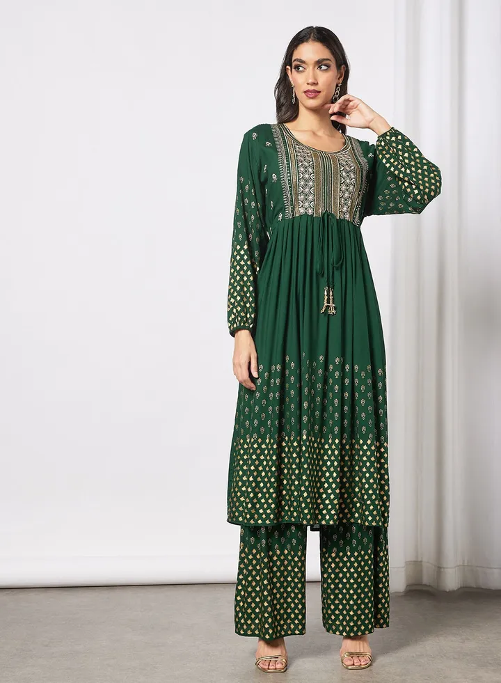 3 Piece Modest Set Of Jalabiya With Pants And Sheila