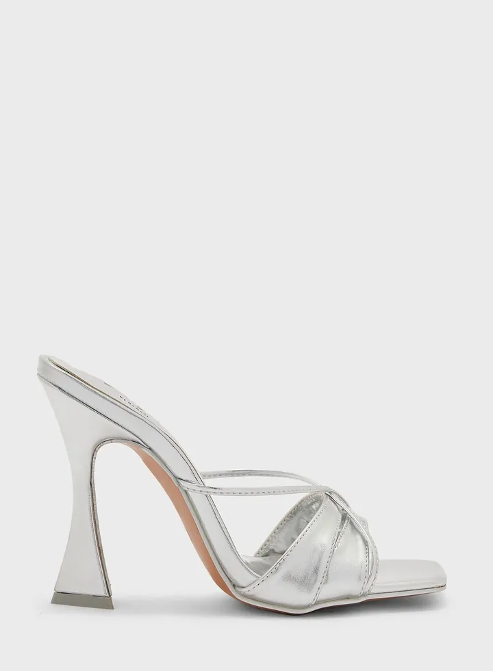 Metallic Heeled Mules