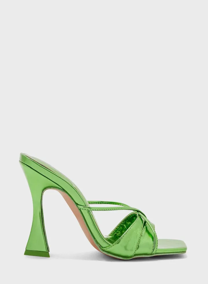 Metallic Heeled Mules