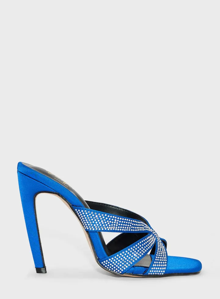 Embellished High Heel Mules