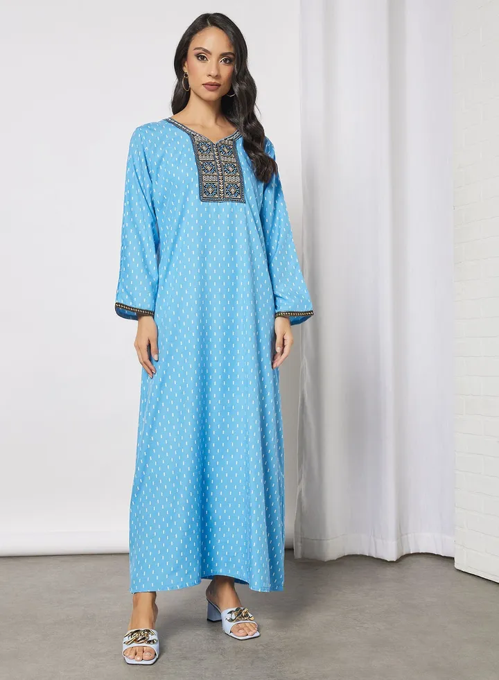 Printed Jalabiya In Cotton