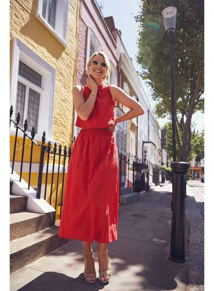 Little Mistress Red Broderie Skirt