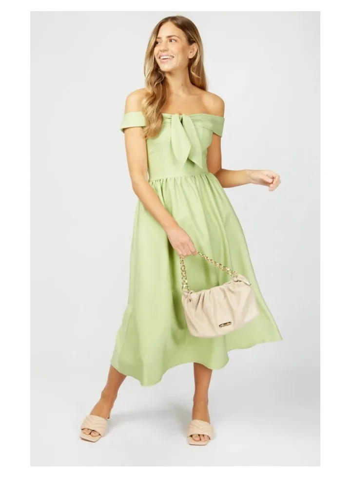 Little Mistress Aloe Bardot Tie Midi