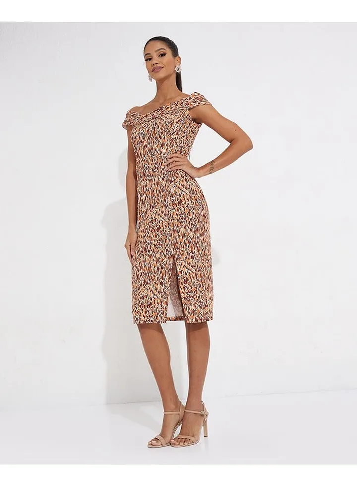 Little Mistress Floral Bardot Bodycon Dress