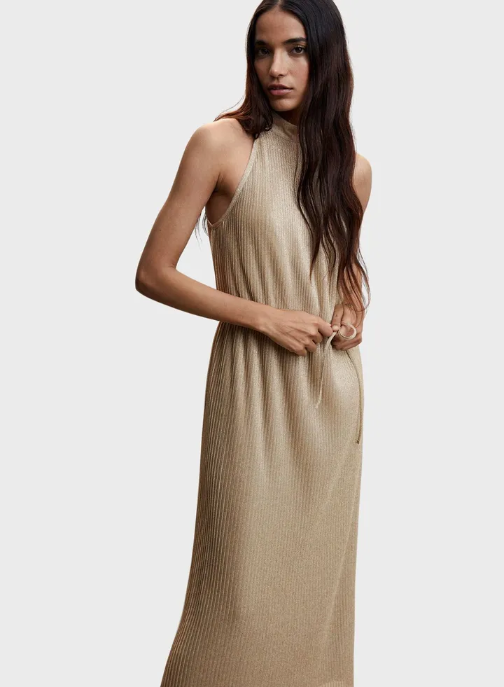 Ribbed Belted Dress