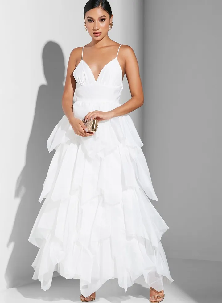 Plunge Neck Cami Layered Dress
