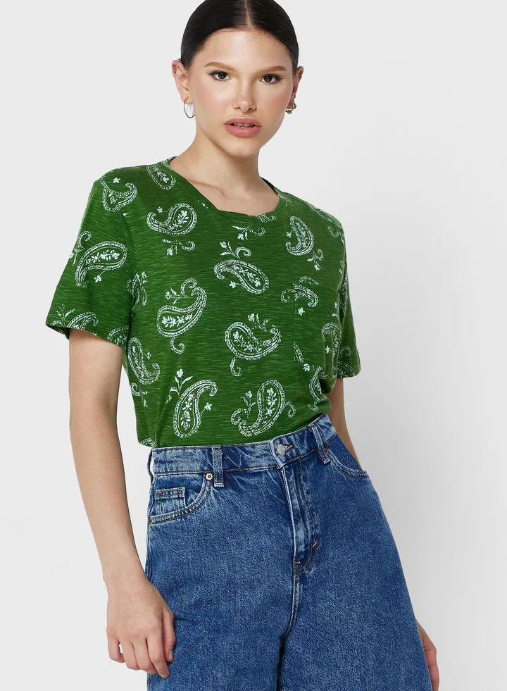 Pure Cotton Printed Pocket T-Shirt