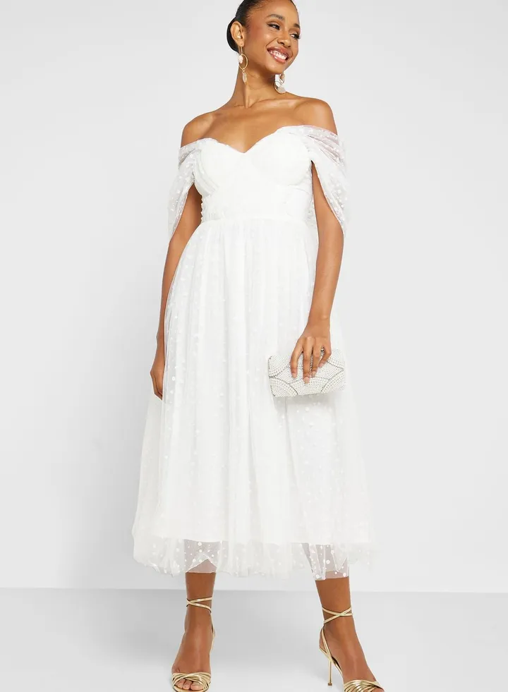 Surplice Neck Mesh Dress