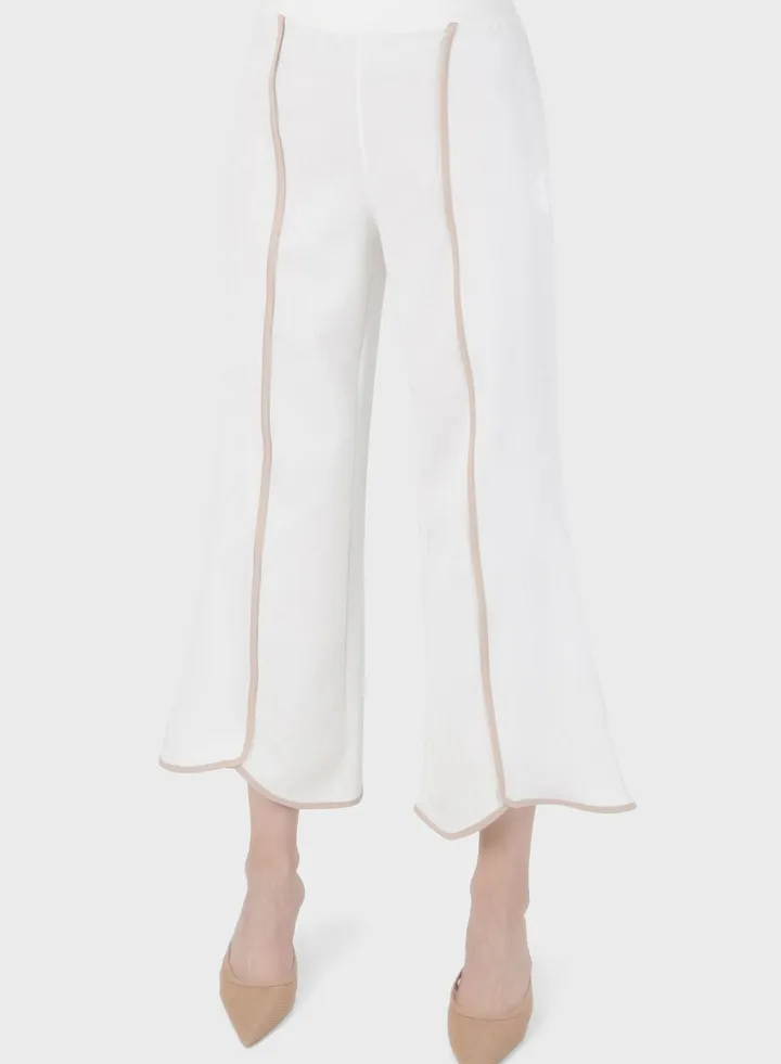 Piping Detail Wide Leg Pants