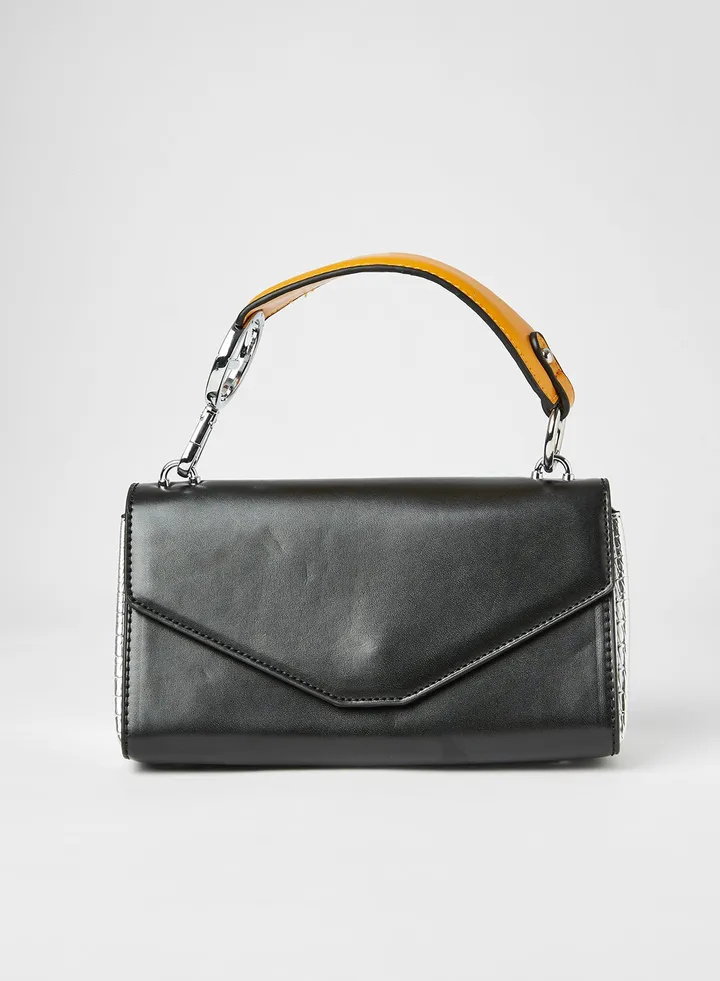 Contrast Detail Crossbody Bag black