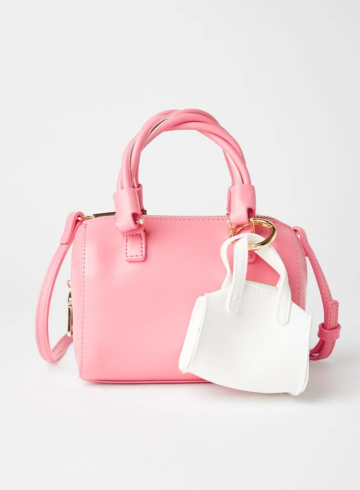 Women's Classic Twisted Strap Detail Satchel Pink