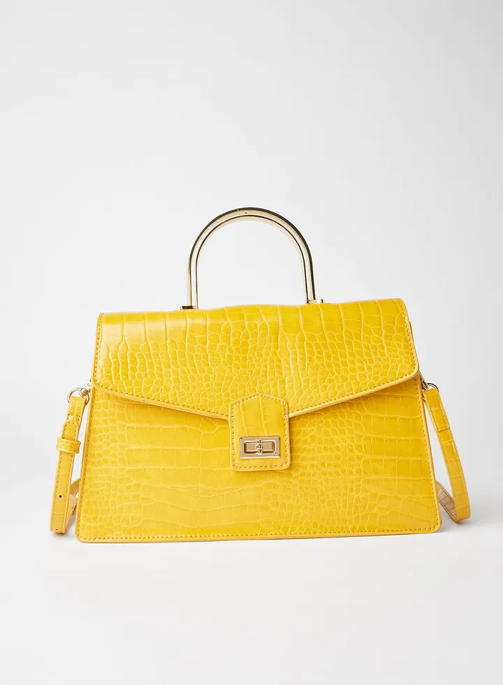 Women's Textured Detail Flap Closure Satchel