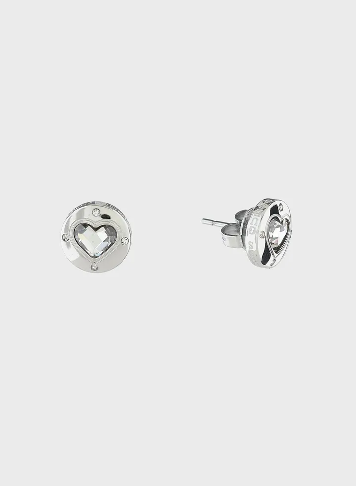 Crystal Heart Stud Earrings