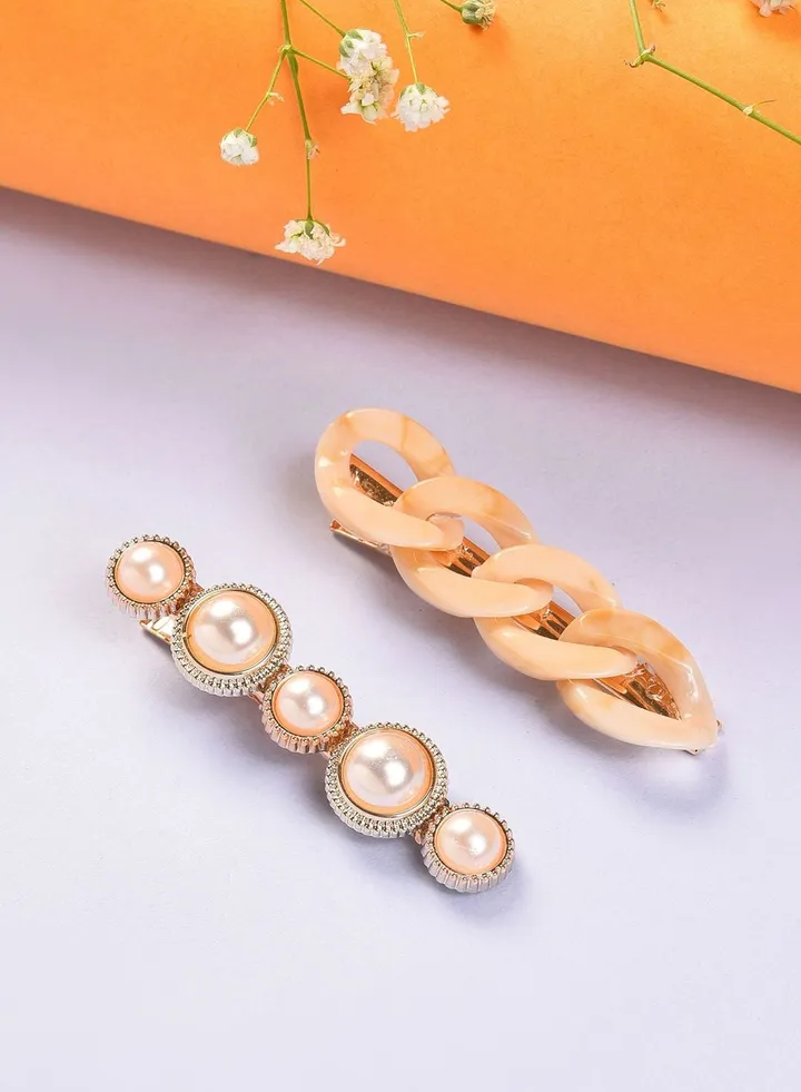 Pack of 2 Gold Plated Pearls Hair Pin