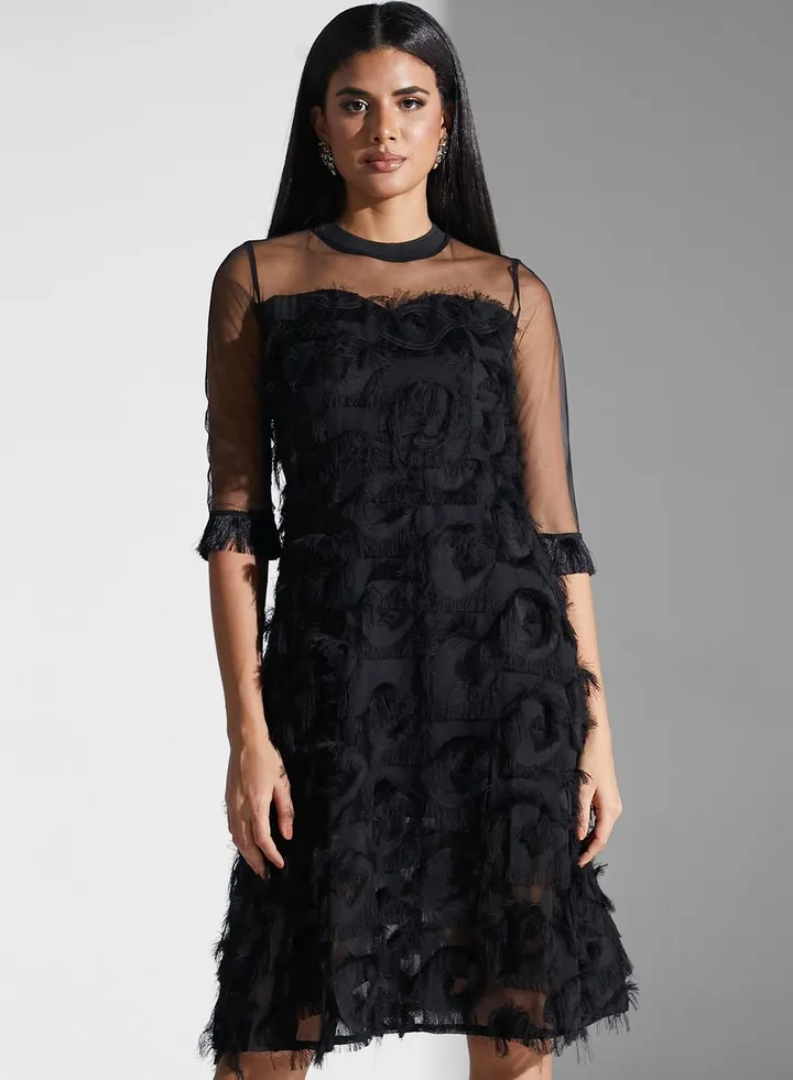 Mesh Sleeve Dress