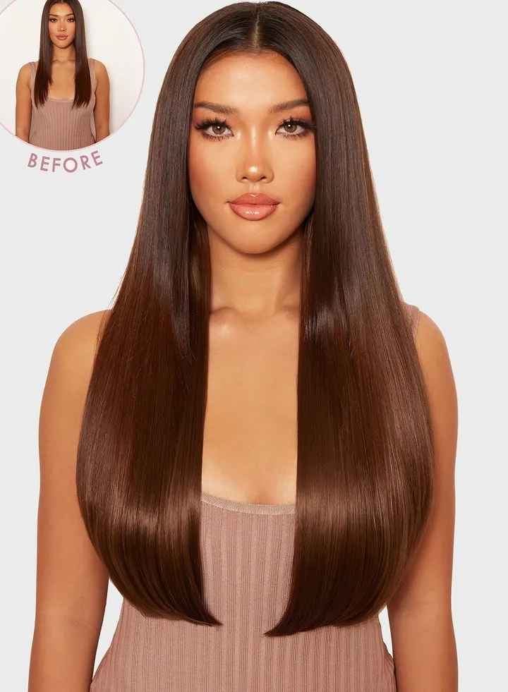 Super Thick 22 5 Piece Straight Clip In Hair Extensions - Mellow Brown
