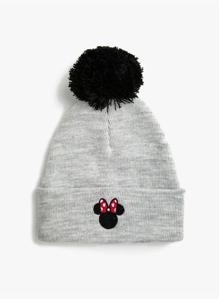 Mickey Mouse Licensed Printed Pompom Beanie