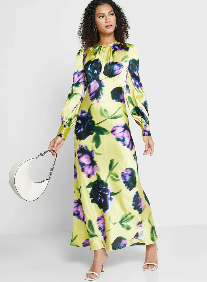 Floral Print Button Detail Dress
