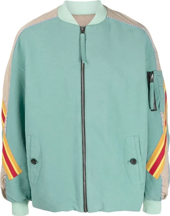 Stripe-Trim Cotton Bomber Jacket