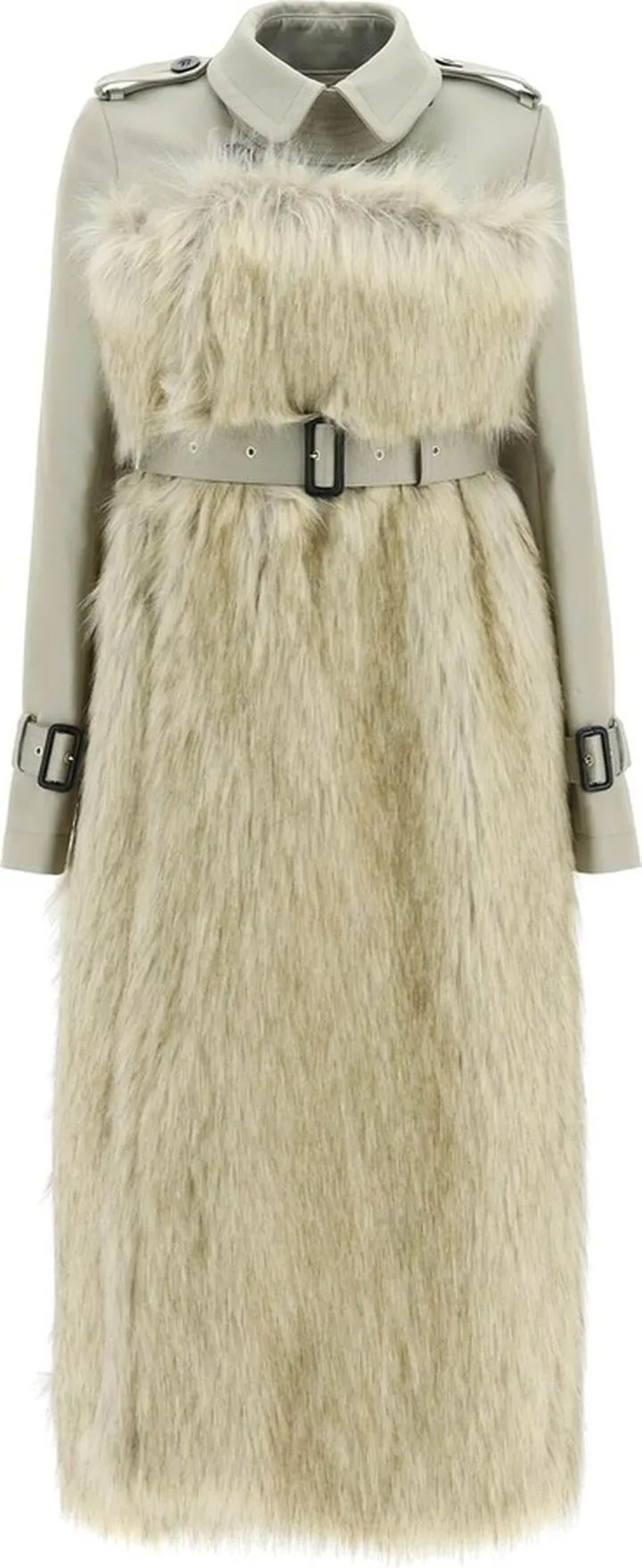 Sacai Faux Fur Hybryd Trench Coat