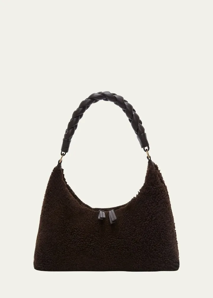 Small Braided Shearling Shoulder Bag