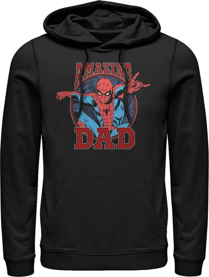 Men's Marvel Spider-Man Amazing Dad Pull Over Hoodie - Black - Small