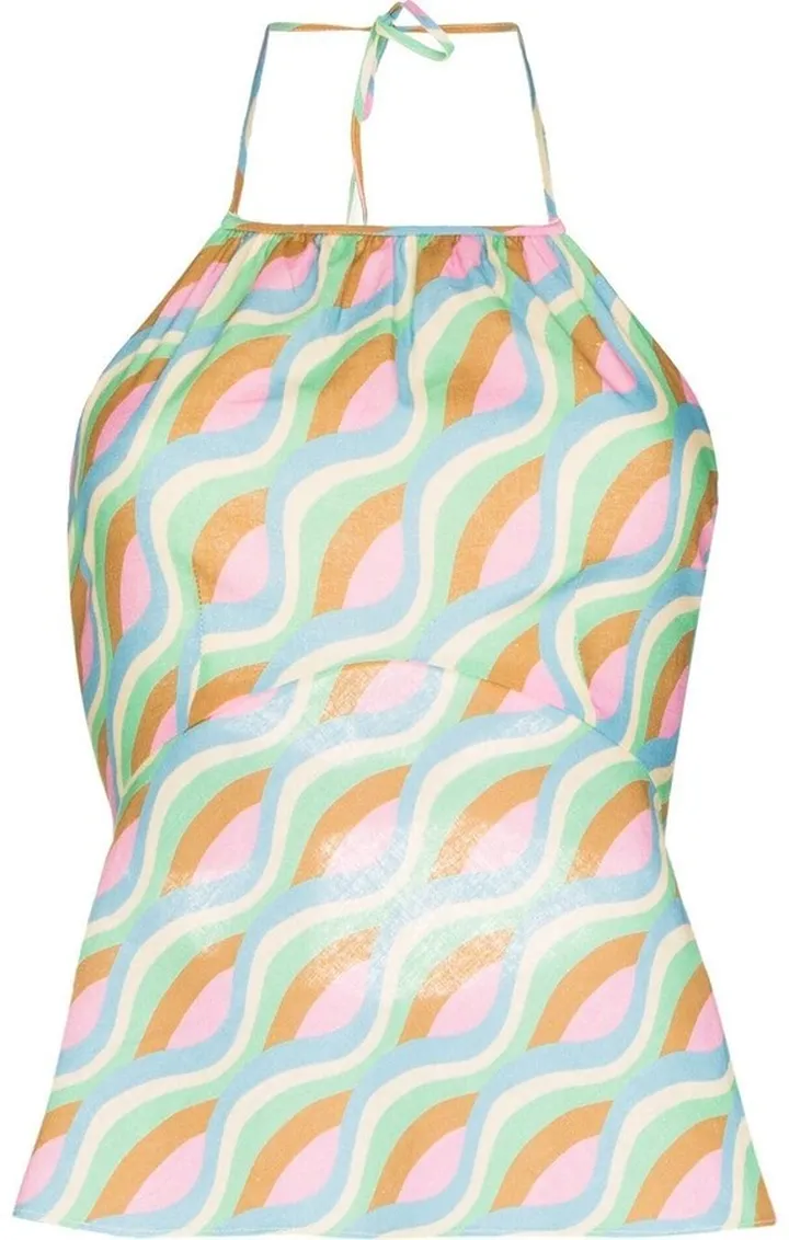 Rory graphic-print halterneck top