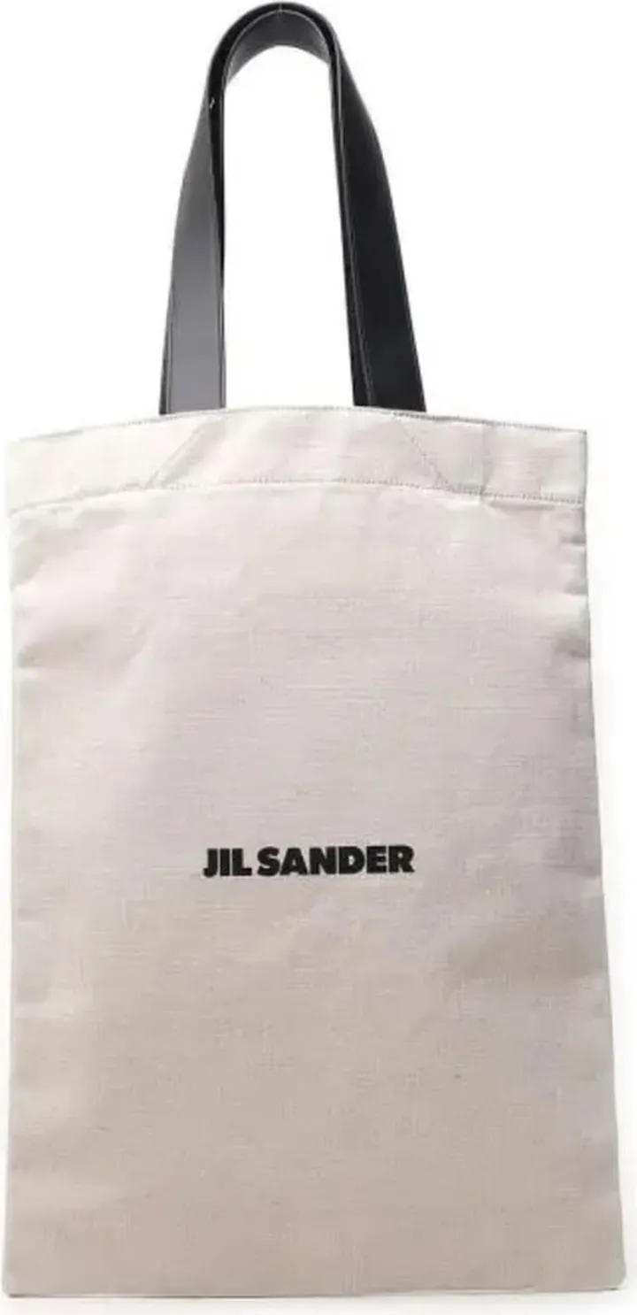 Jil Sander Woman's Natural White Flat Tote Bag With Logo Print On Front