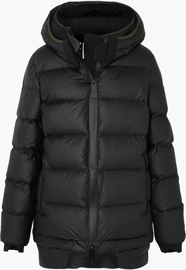 Quilted shell hooded down jacket