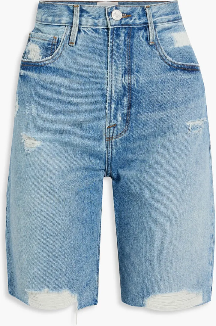 Le Vintage Bermuda distressed denim shorts