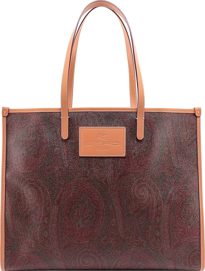 Coated canvas shoulder bag with paisley motif