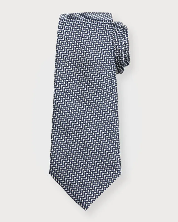 Men's Micro-Geometric Jacquard Silk Tie