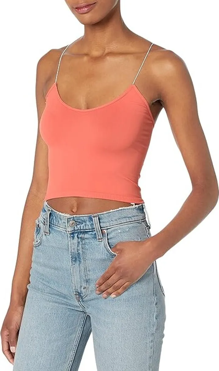 Free People Seamless Skinny Strap Crop Cami (Watermelon) Women's Sleeveless