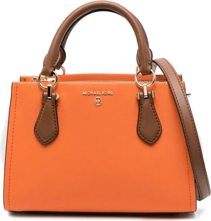 Orange Marylin Small Tote Bag In Leather Woman
