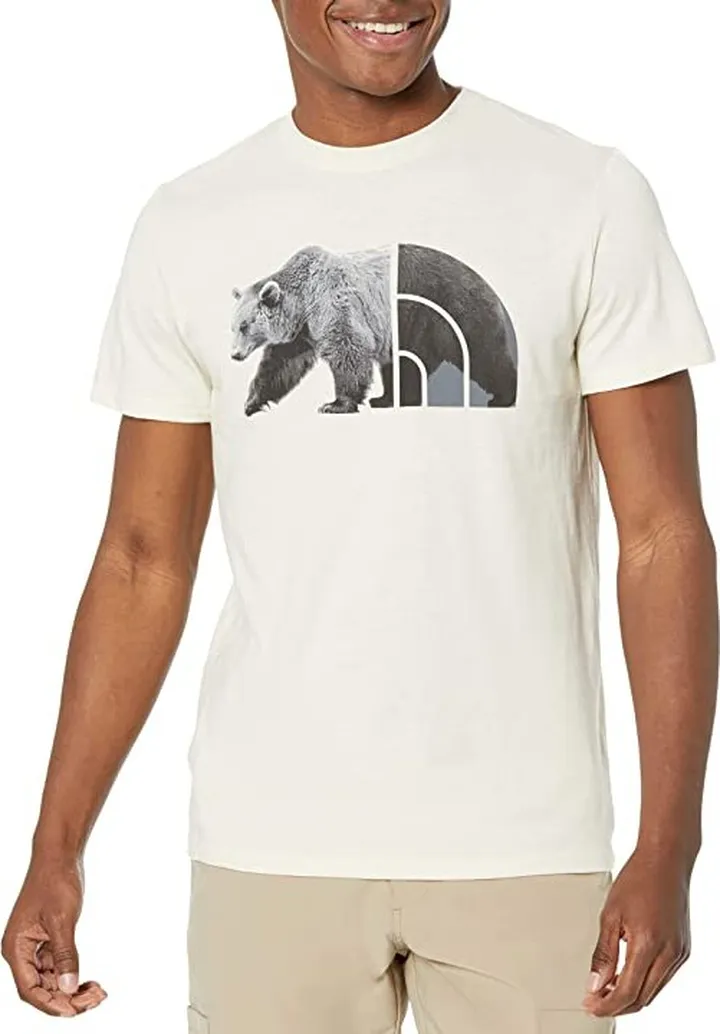 The North Face Short Sleeve Tri-Blend Bear Tee (Gardenia White Heather) Men's Clothing