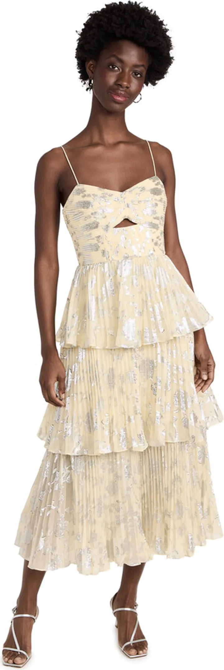 Self Portrait Metallic Jacquard Midi Dress