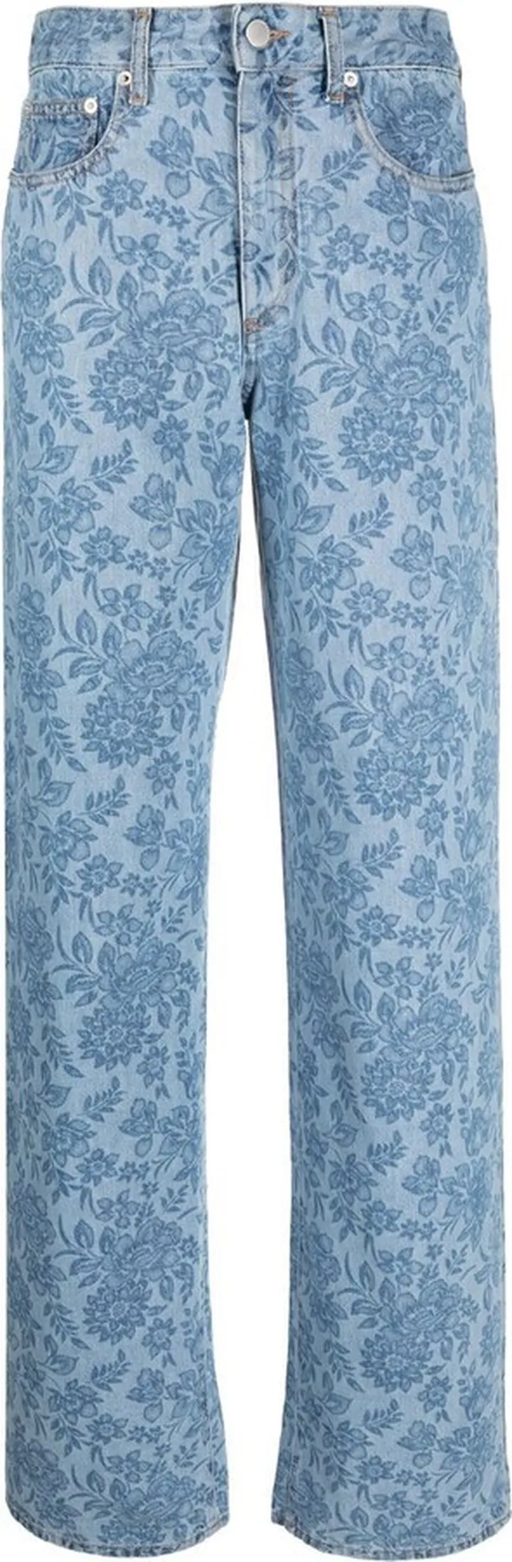 Floral-Print Wide-Leg Jeans