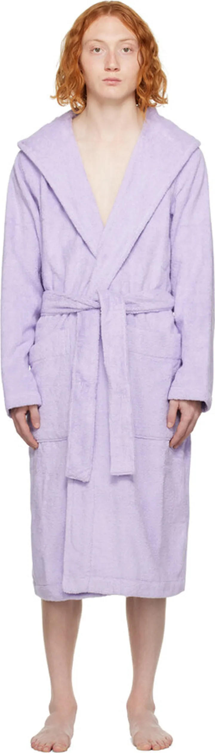 Tekla Purple Oversized Hooded Bathrobe