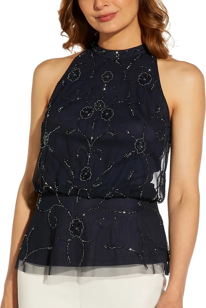 Adrianna Papell Embellished Halter Top
