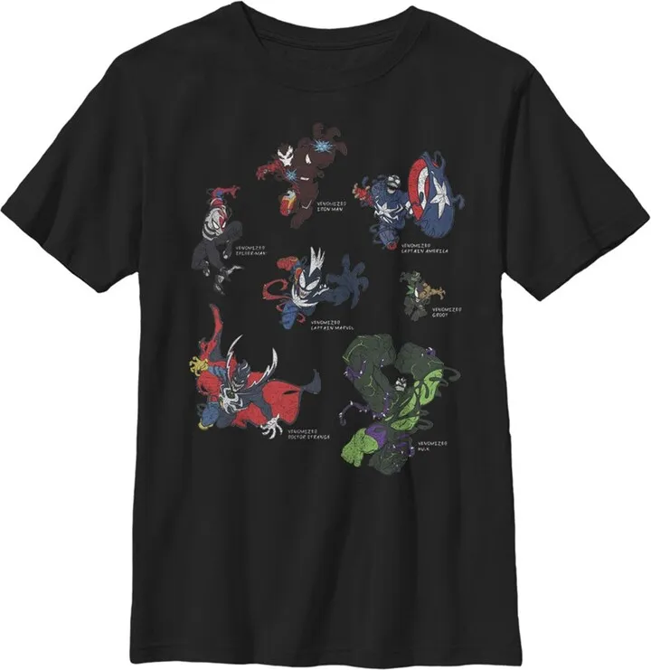 Boy's Marvel Venomized Hero Circle T-Shirt - Black - Medium