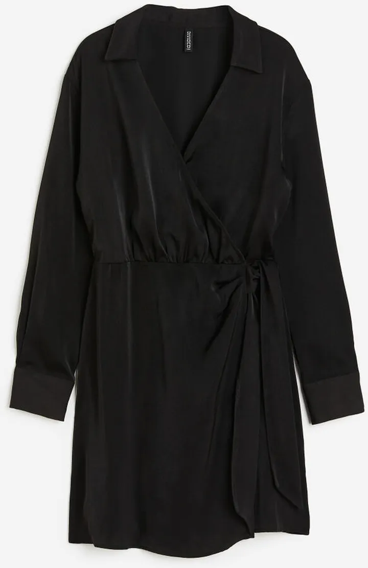 Satin Wrap Shirt Dress