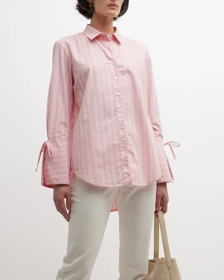 Rachel Striped Split-Cuff Button-Down Shirt