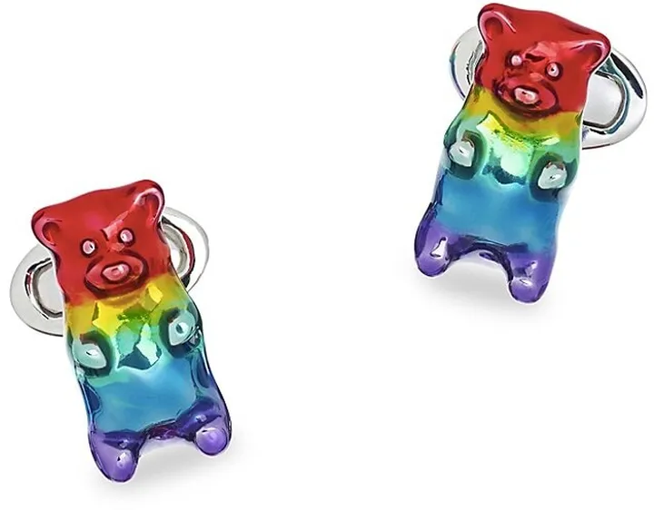 Hand Painted Rainbow Gummy Bear Cufflinks