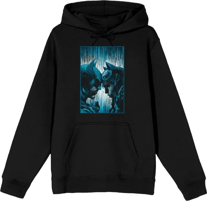 DC Comic Book Batman & Batgirl Superheroes Men's Black Graphic Print Hoodie- S