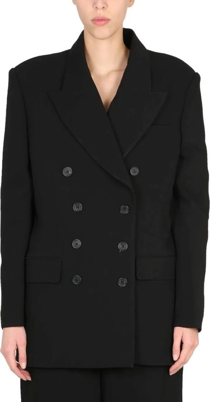 Khaite The Tanner V-Neck Double-Breasted Jacket