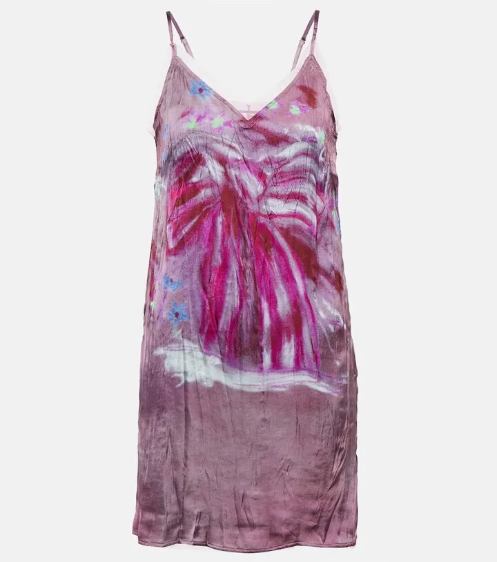 Printed satin slip dress