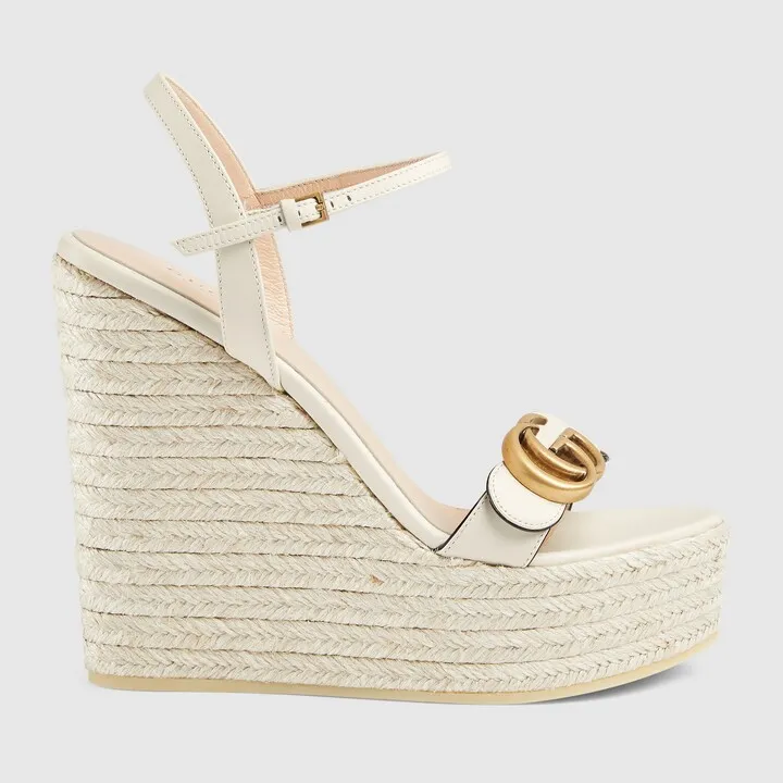Women's leather platform espadrille