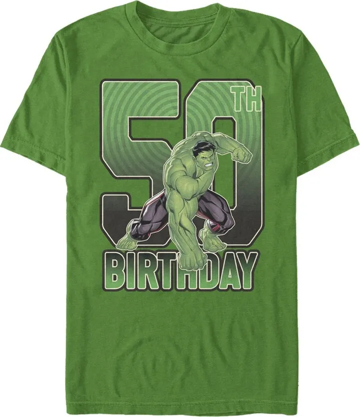 Men's Marvel Hulk Smash 50th Birthday T-Shirt - Kelly Green - Large