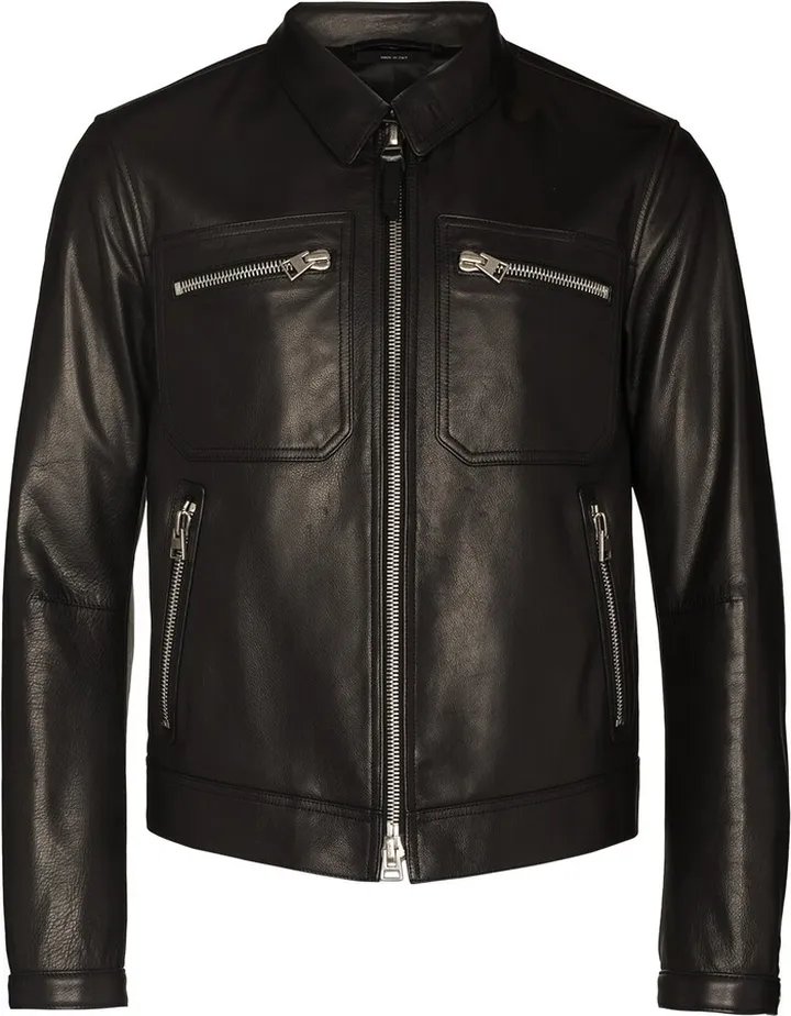Icon zipped leather jacket